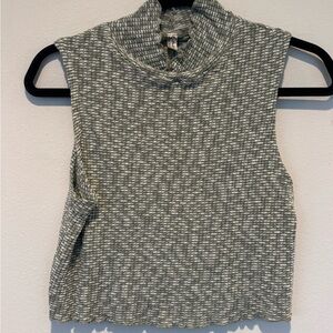 Free People Gray Marled Sleeveless Mock Neck Crop Top
